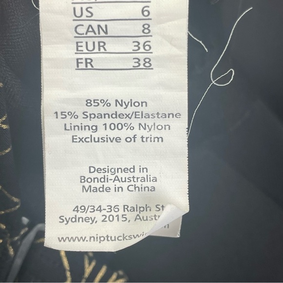 Nip Tuck Swim Deco Foil Louise One Piece Swimsuit Size 6 Black Gold Multi Cup Sz - Picture 11 of 14